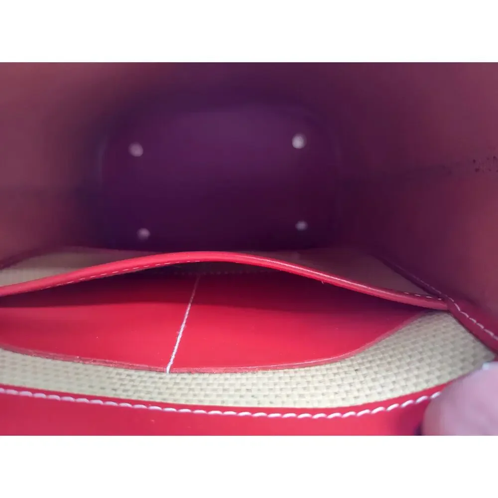 Dooney & Bourke Red Toiny Bucket Bag Leather North South Satchel Handbag Purse
